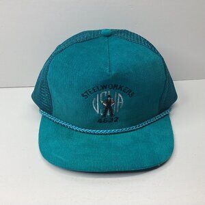 Steelworkers USA Trucker Hat Headline Headwear Adjustable Teal Mesh
